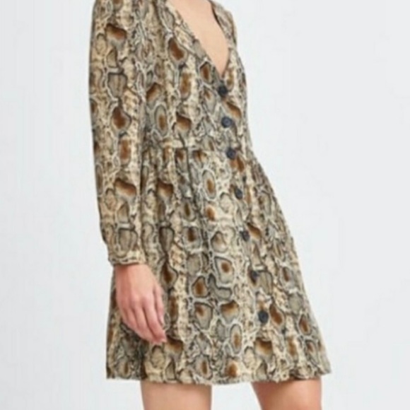 Zara snakeskin print mini dress long sleeves - Picture 3 of 6
